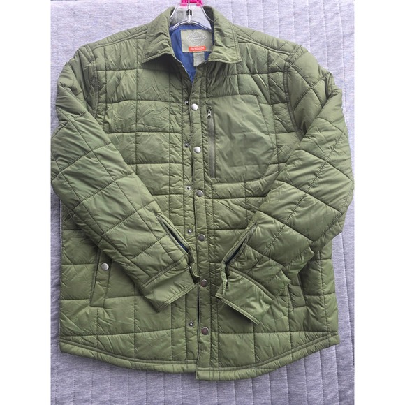 St. John's Bay Jackets & Blazers - 865 St Johns Bay Outdoor Quilted Puffer Shirt Jacket Olive Green Mens Medium